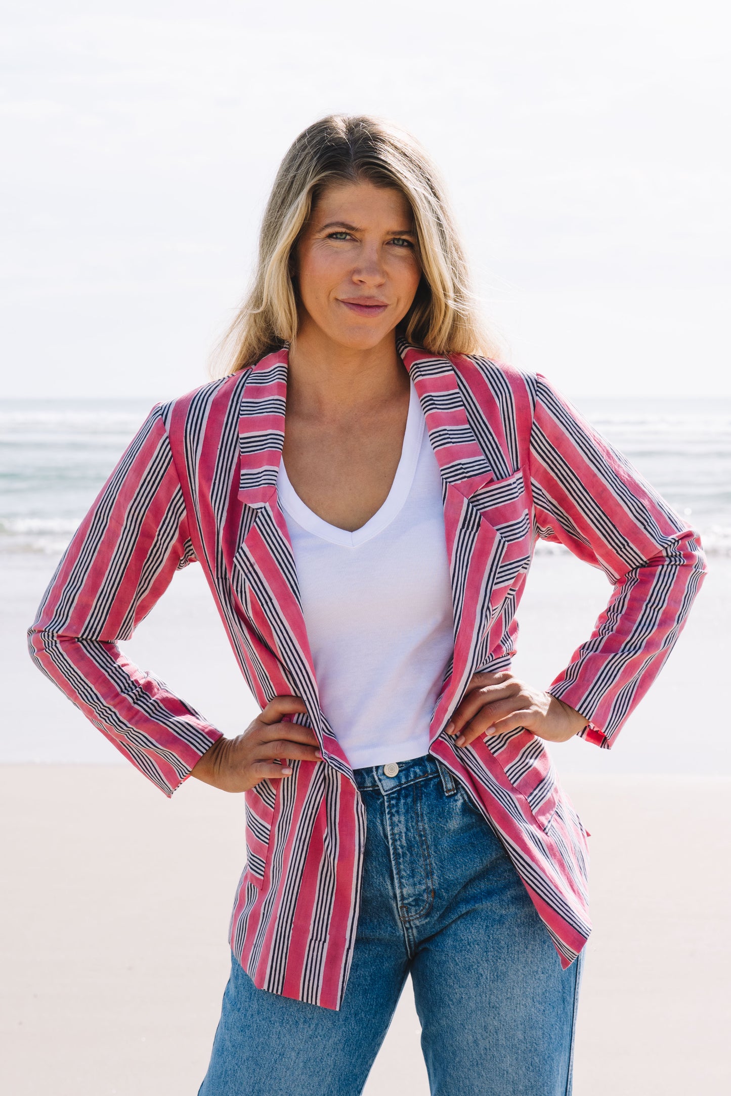 Jacket - Reversible Hand Block Jacket - Rose