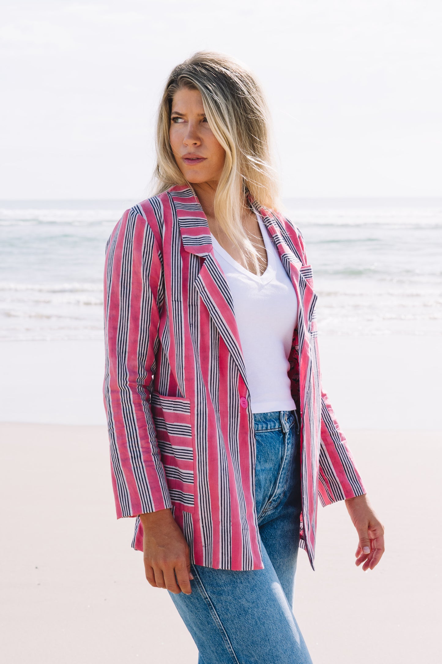 Jacket - Reversible Hand Block Jacket - Rose