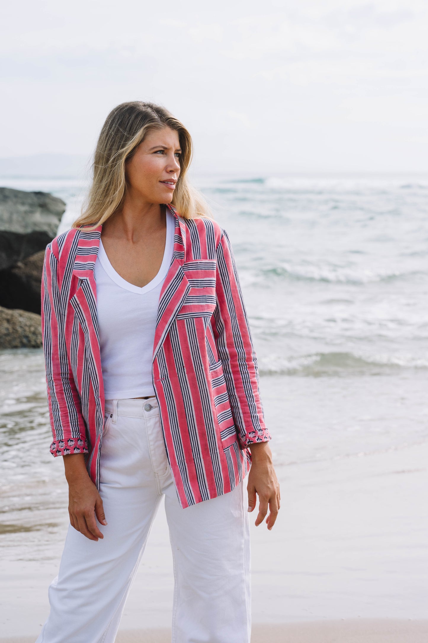 Jacket - Reversible Hand Block Jacket - Rose