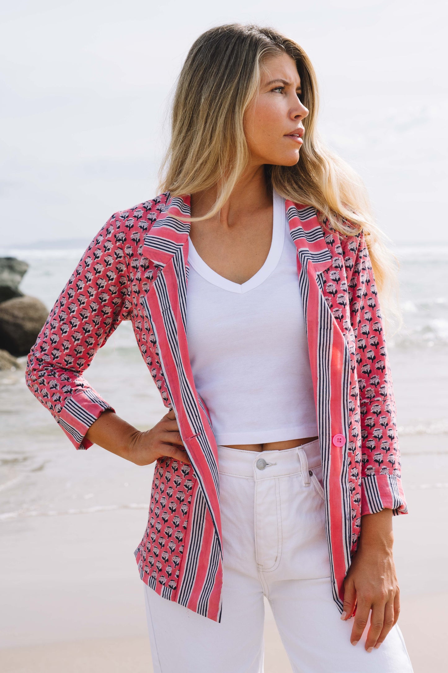 Jacket - Reversible Hand Block Jacket - Rose