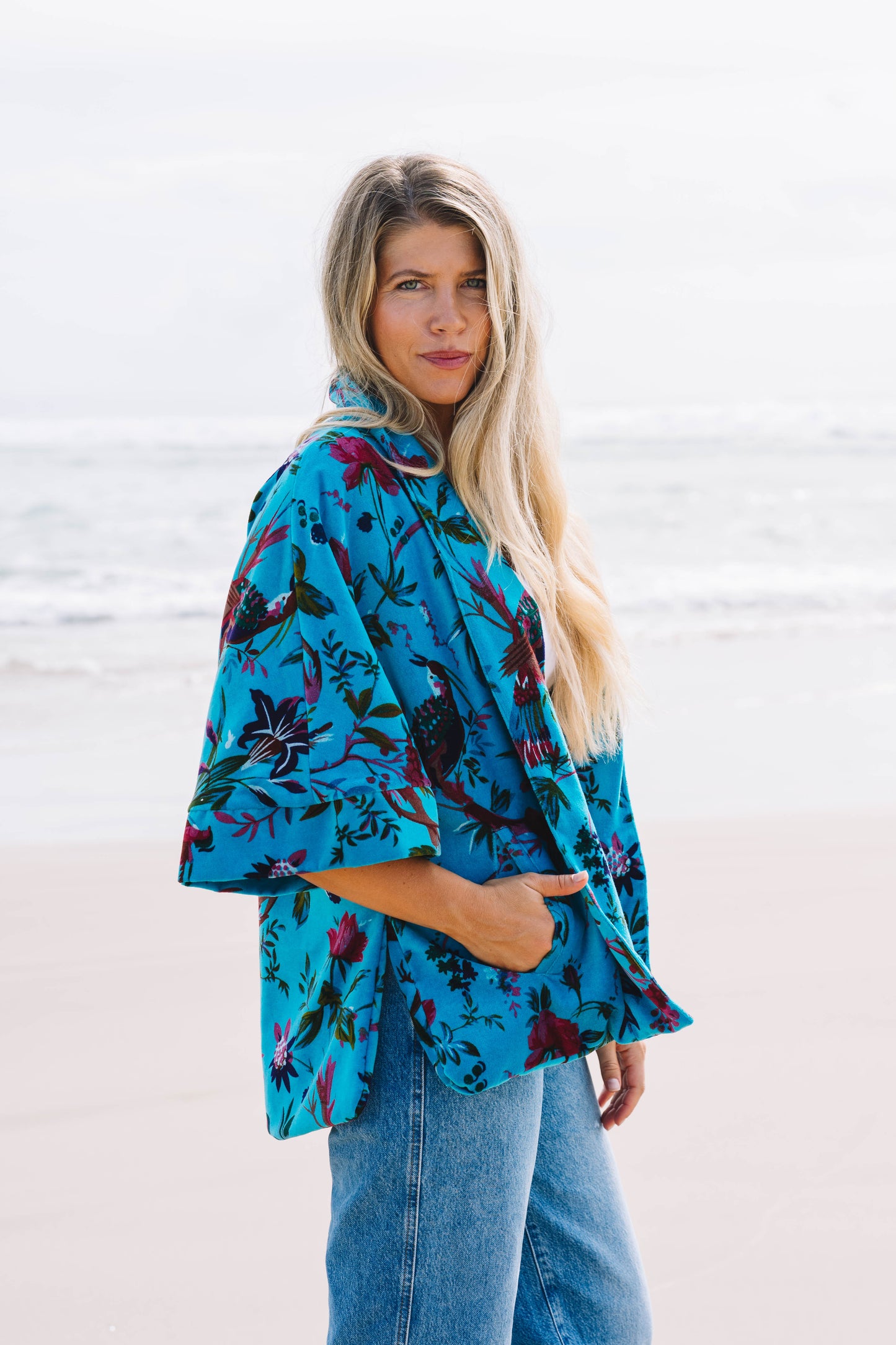 The Velvet Statement Jacket - Bird of Paradise Turquoise