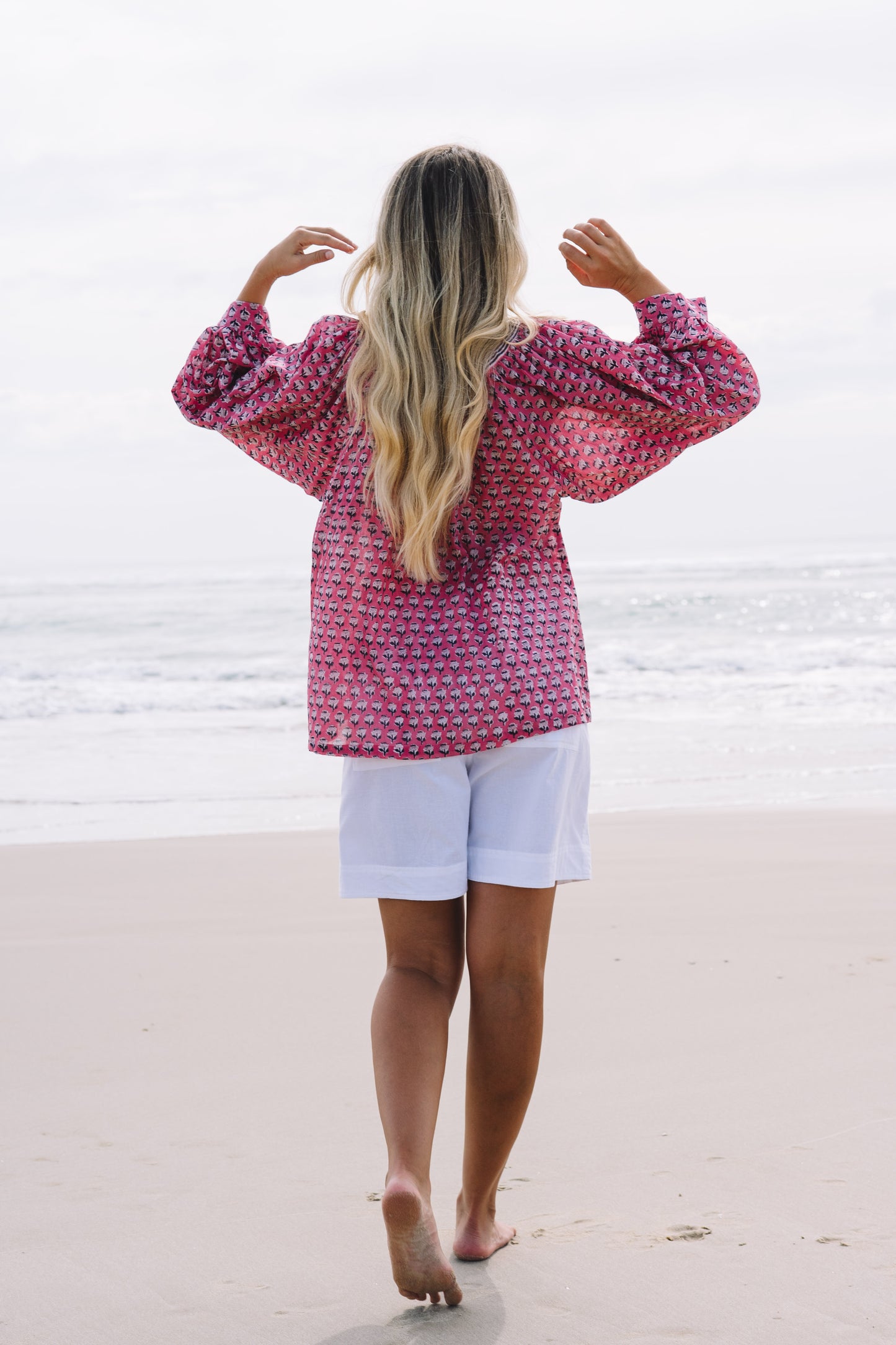 Top Anna - Laura Pink Handblock Cotton