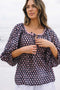 Top Anna - Laura Flower Indigo Handblock Cotton