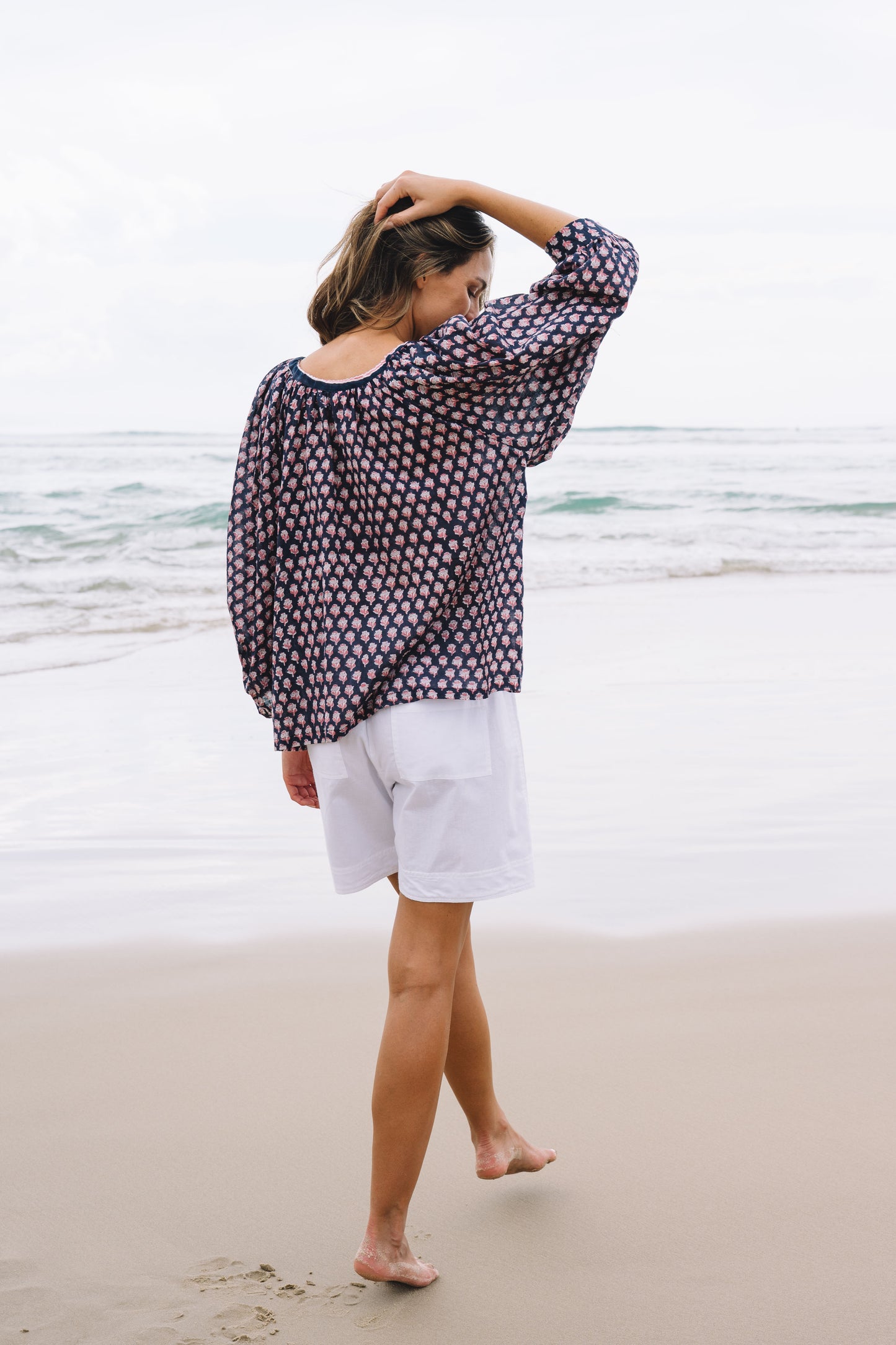 Top Anna - Laura Flower Indigo Handblock Cotton