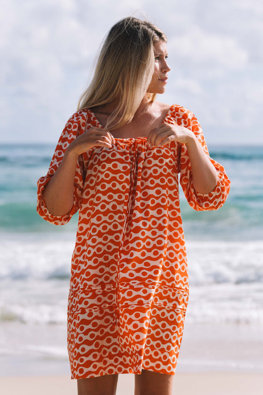 Dress Priya - Anouk Papaya and Ecru Cotton