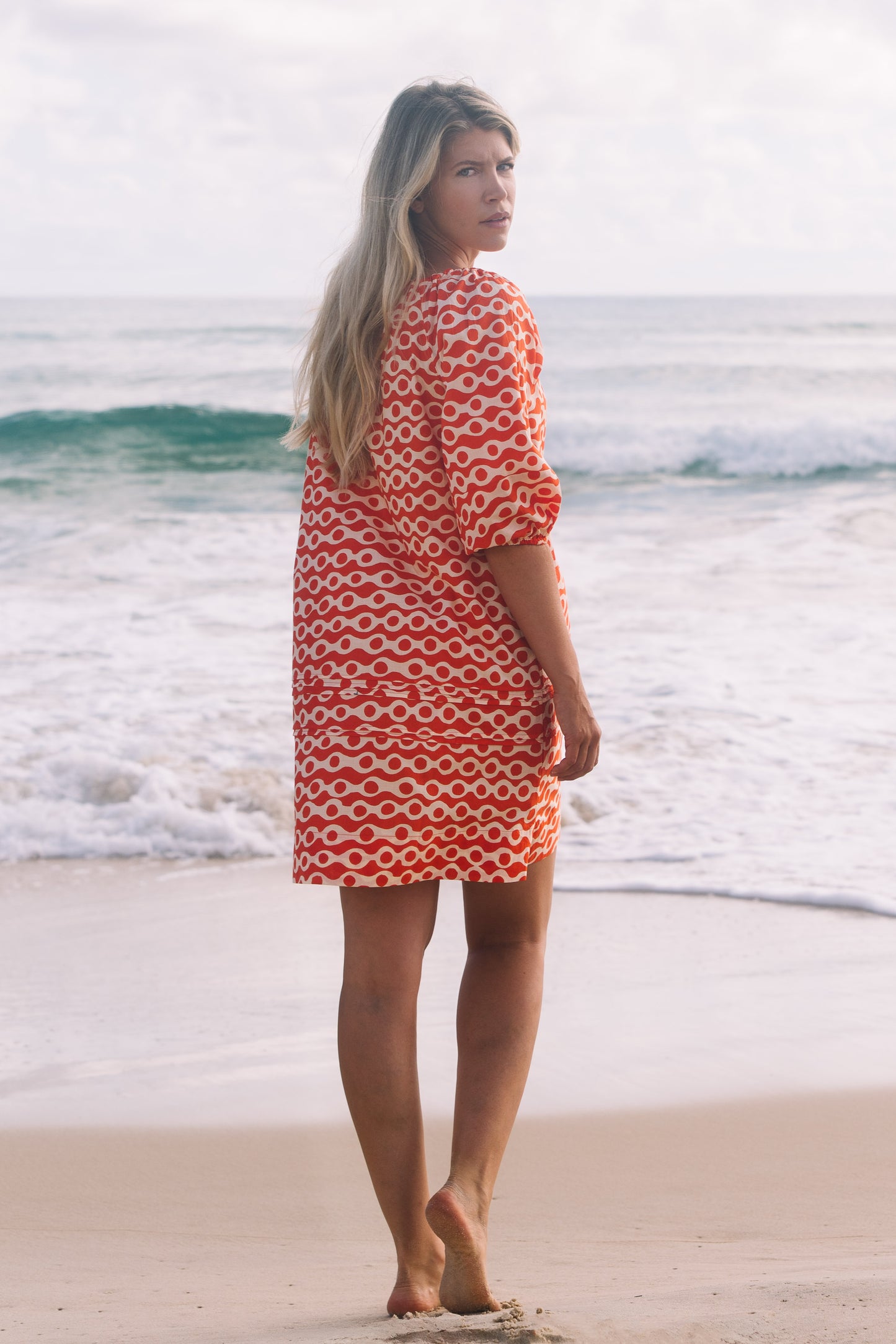Dress Priya - Anouk Papaya and Ecru Cotton