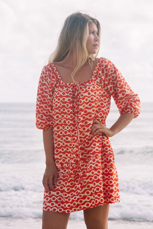 Dress Priya - Anouk Papaya and Ecru Cotton