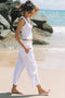 Pant Beach - White Gauze Textured Cotton