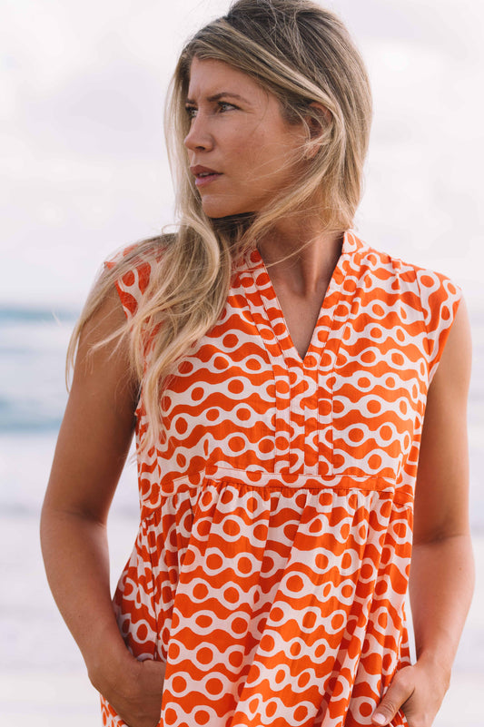Dress Lula - Anouk Papaya Ecru Cotton