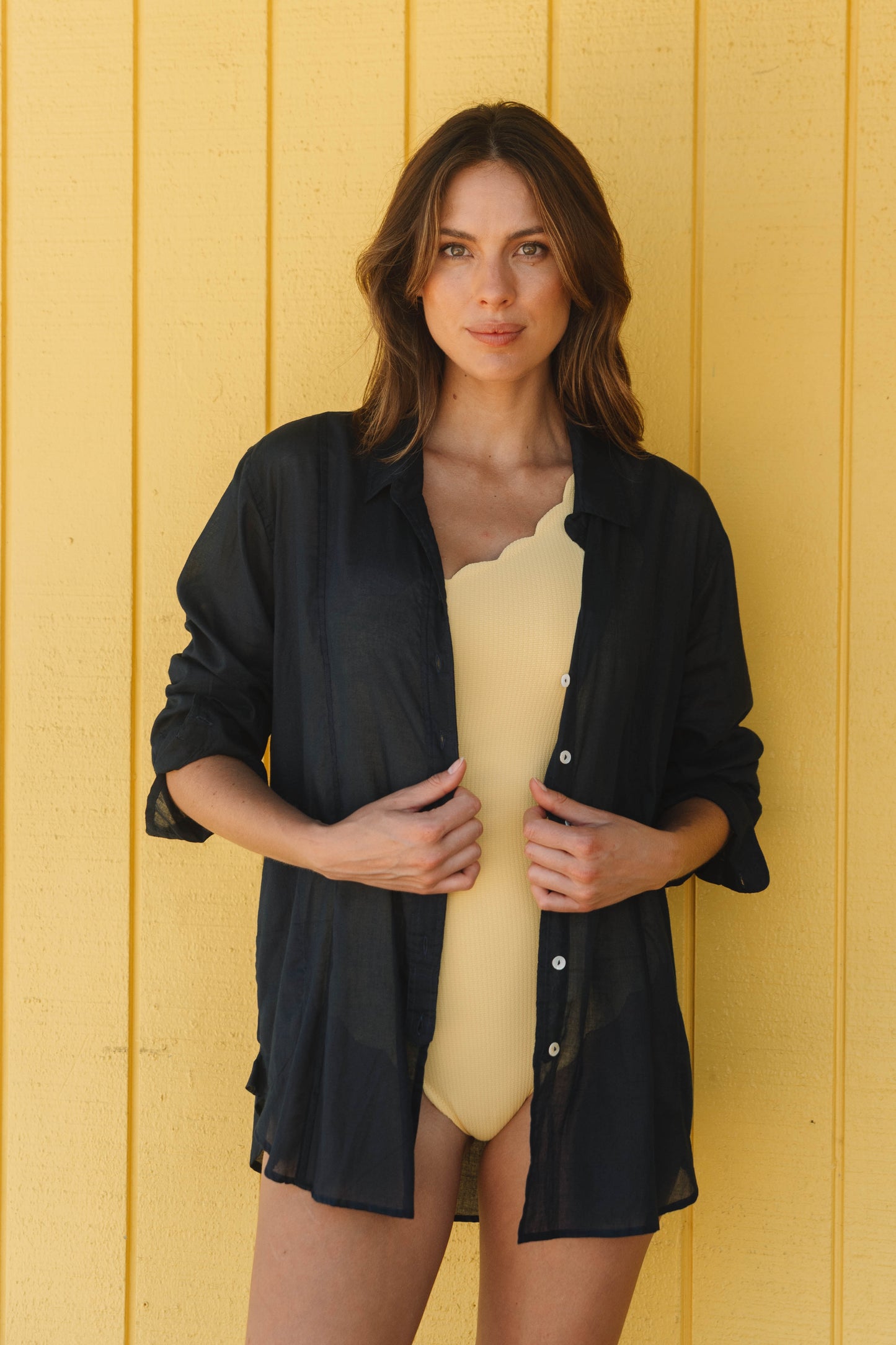 Top Beach Shirt - Dark Navy Cotton