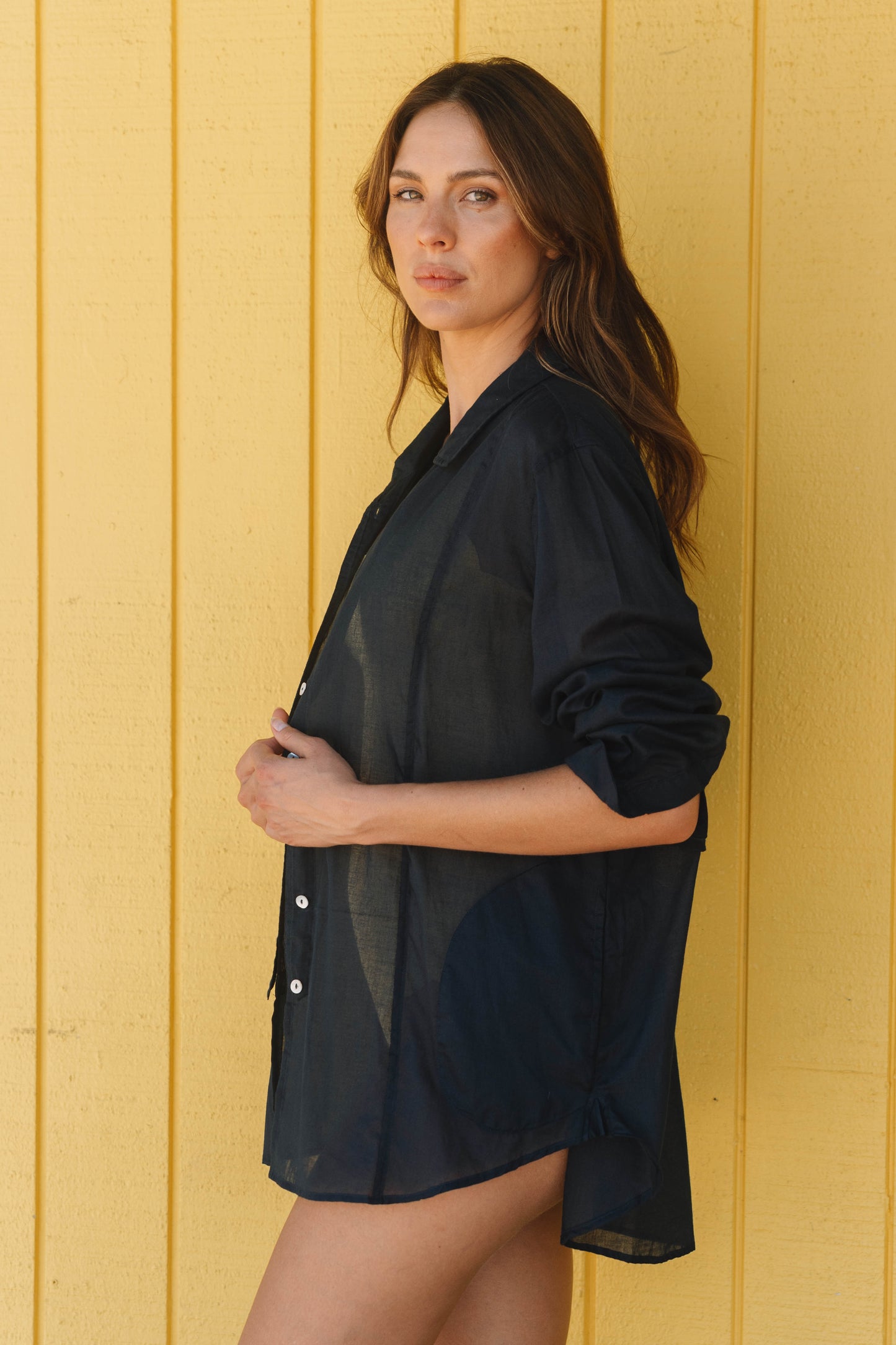 Top Beach Shirt - Dark Navy Cotton