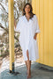 Dress Rumi Kaftan - White Gauze Textured Cotton