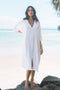 Dress Rumi Kaftan - White Gauze Textured Cotton