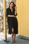 Dress Rumi Kaftan - Black Gauze Textured Cotton