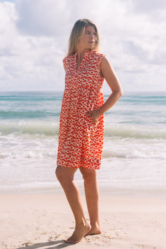 Dress Lula - Anouk Papaya Ecru Cotton