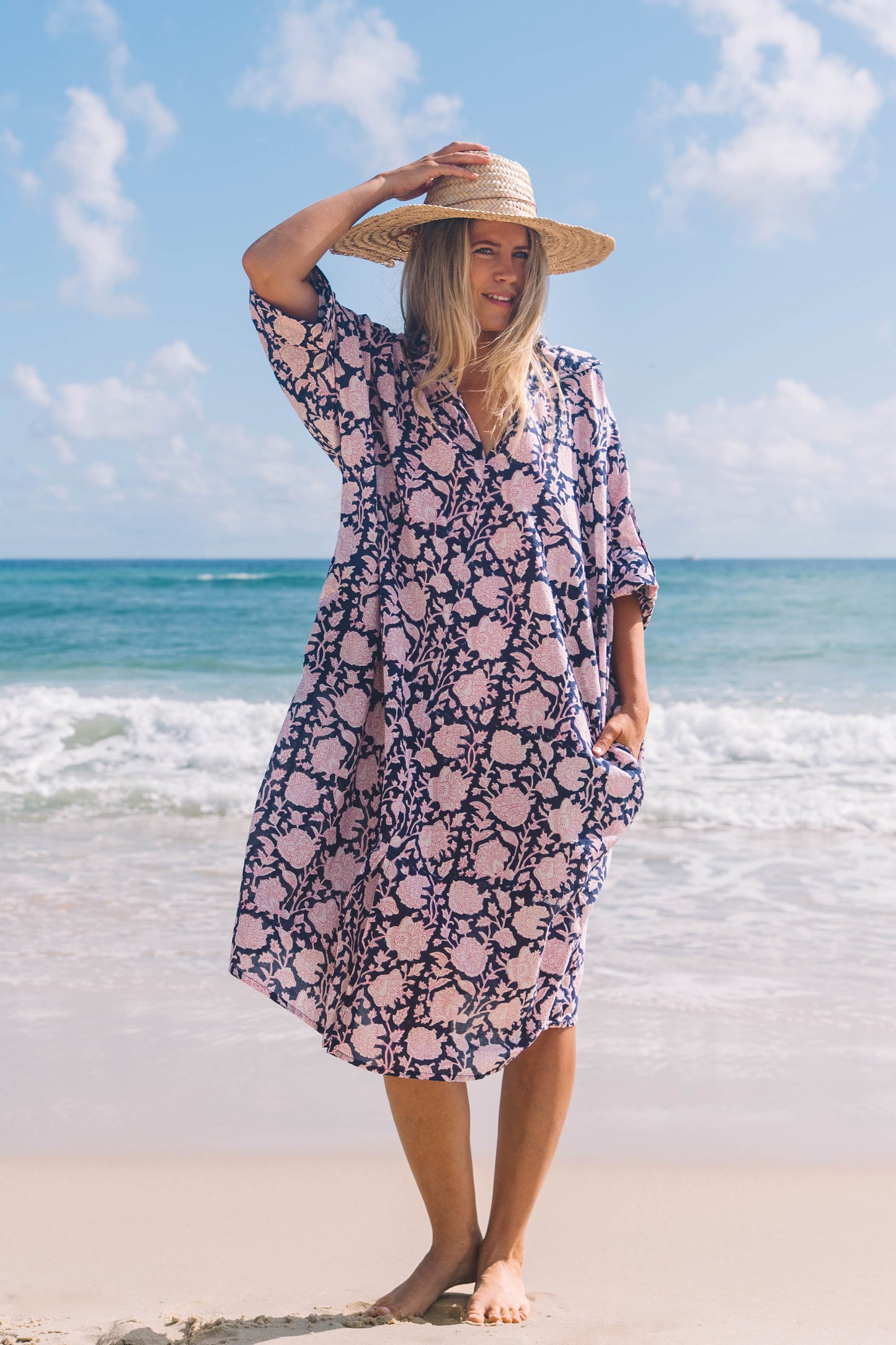 Dress Rumi Kaftan - Harmony Indigo Cotton