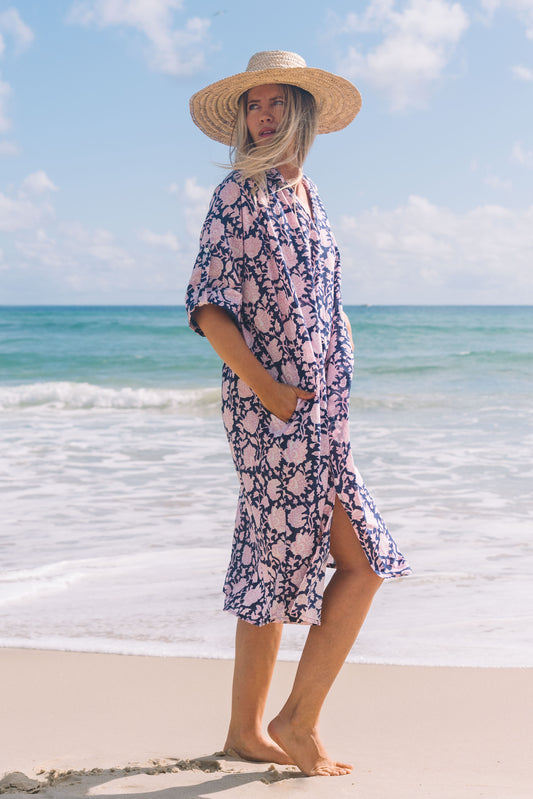 Dress Rumi Kaftan - Harmony Indigo Cotton