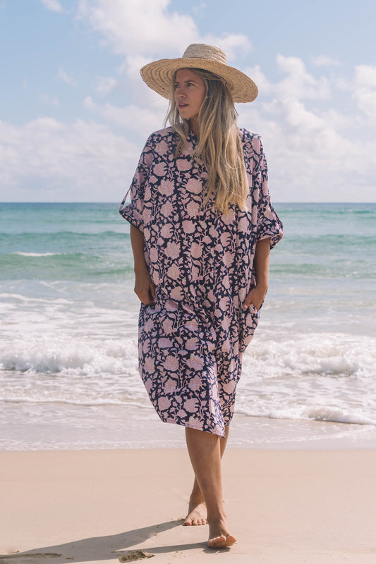 Dress Rumi Kaftan - Harmony Indigo Cotton