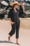 Pant Cove - Black Gauze Textured Cotton