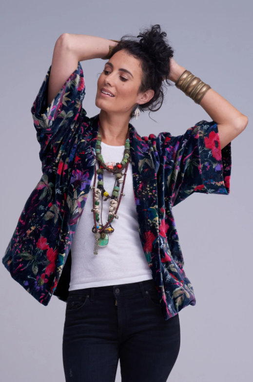 The Velvet Statement Jacket - Bird Of Paradise Midnight Blue