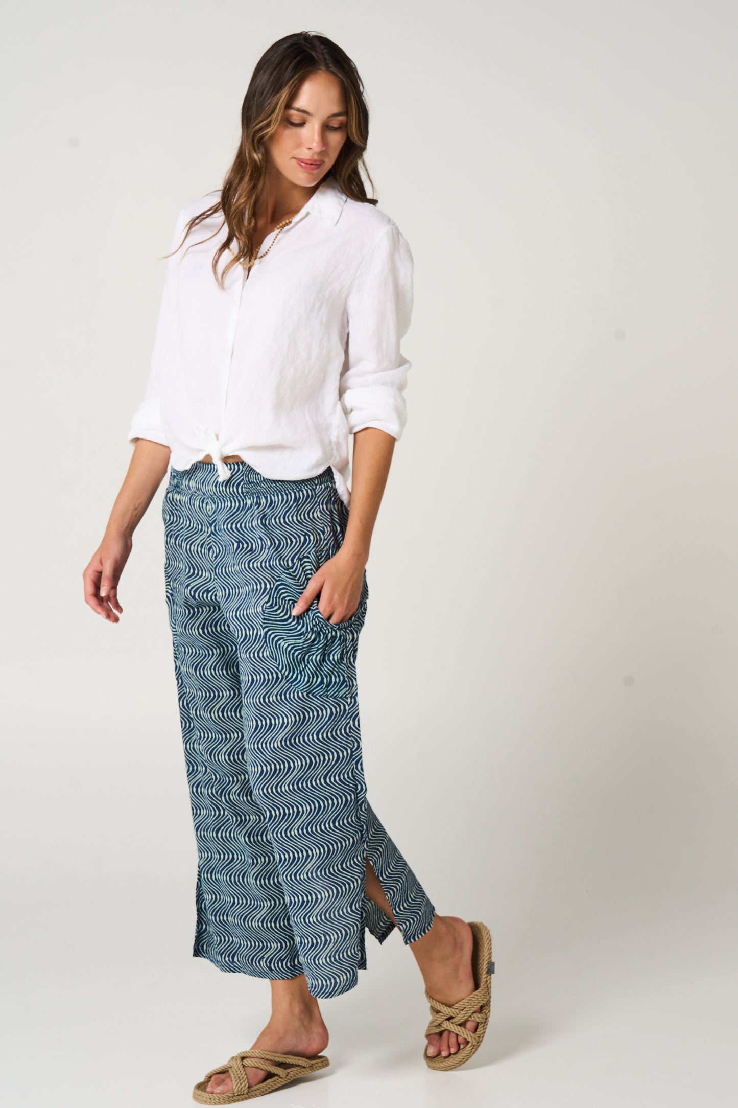 Pant Jaya - Indigo Sand Handblock Cotton