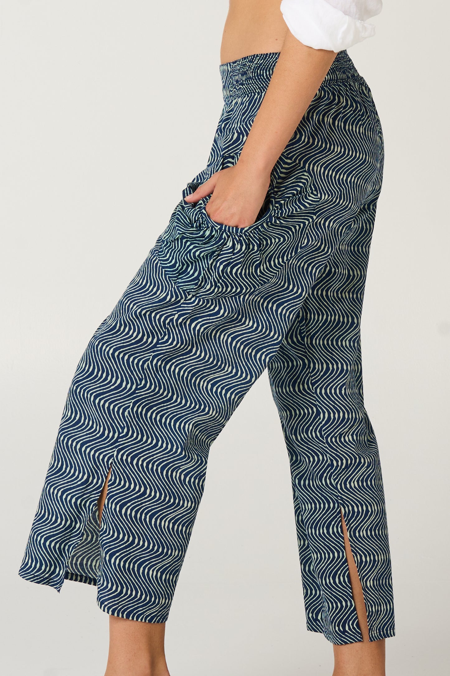 Pant Jaya - Indigo Sand Handblock Cotton