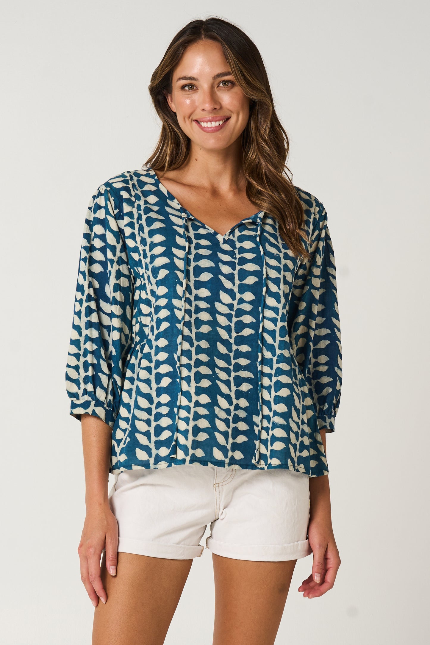 Top Arpana - Sacred Vine Blue Handblock Cotton