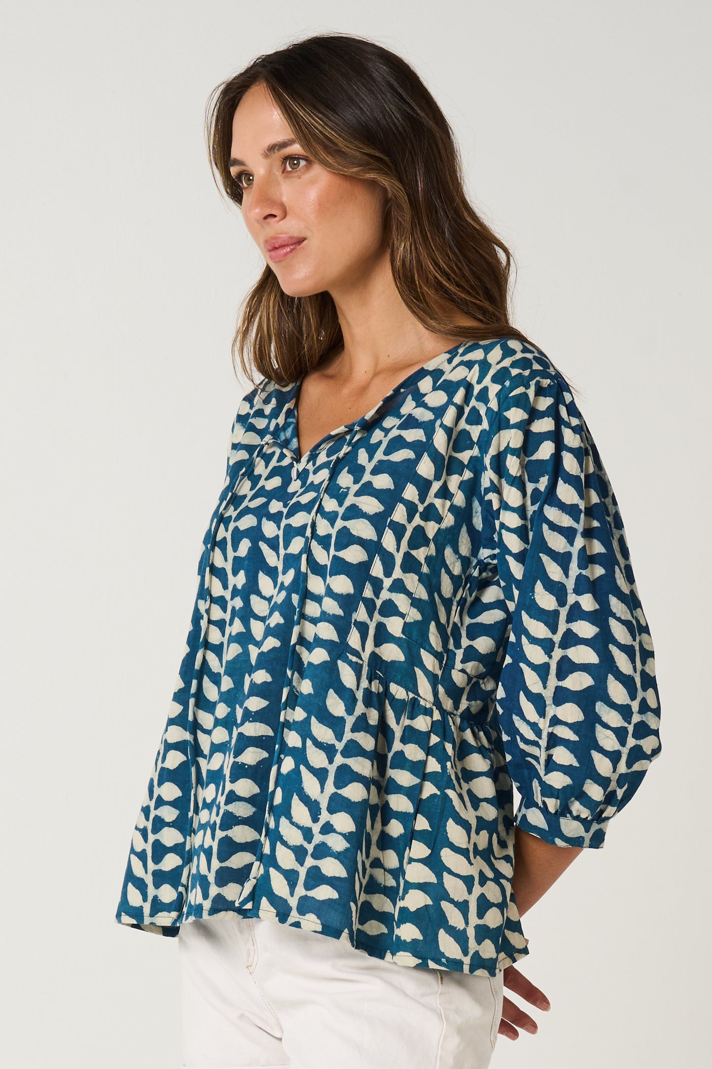 Top Arpana - Sacred Vine Blue Handblock Cotton